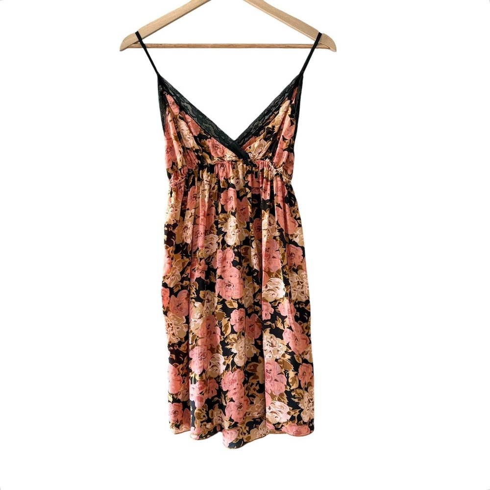 Elan Baby Doll Slip Size Large Pink Floral Lace Slip Cami‎ Sleepwear
